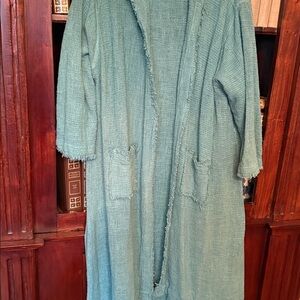Paperlace Open Knit Cardigan in turquoise. Textured. Never worn. With hood.